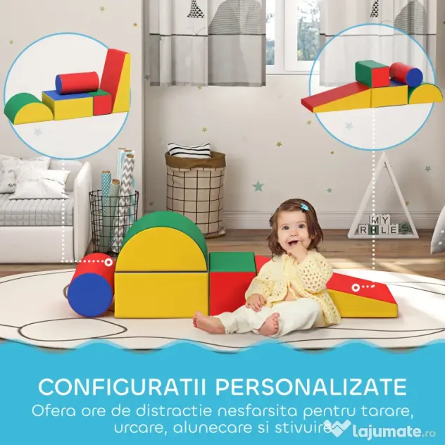 HOMCOM Set Construcții Moi pentru Copii 1-3 Ani cu 5 Blocuri, Multicolor | Aosom Romania