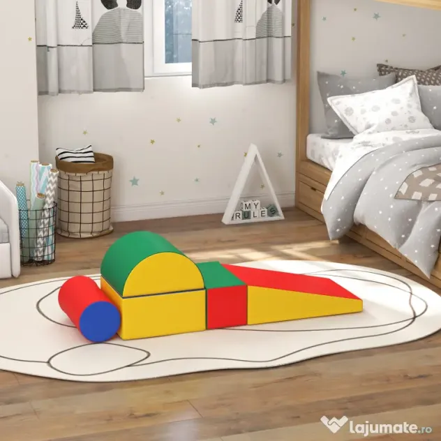 HOMCOM Set Construcții Moi pentru Copii 1-3 Ani cu 5 Blocuri, Multicolor | Aosom Romania