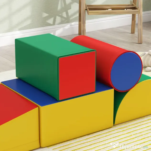 HOMCOM Set Construcții Moi pentru Copii 1-3 Ani cu 5 Blocuri, Multicolor | Aosom Romania