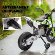AIYAPLAY Motocicleta Electrică Copii pentru copii 3-6 ani cu 2 motoare, 2.4-5 km/h, 107x56x70 cm, verde | Aosom Romania 