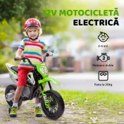 AIYAPLAY Motocicleta Electrică Copii pentru copii 3-6 ani cu 2 motoare, 2.4-5 km/h, 107x56x70 cm, verde | Aosom Romania 