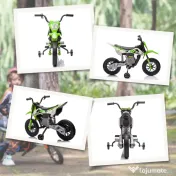 AIYAPLAY Motocicleta Electrică Copii pentru copii 3-6 ani cu 2 motoare, 2.4-5 km/h, 107x56x70 cm, verde | Aosom Romania 