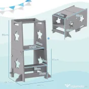AIYAPLAY Scăunel 2 în 1 pentru Copii cu Bară de Siguranță pentru Bucătărie, Baie, Alb | Aosom Romania 