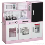 AIYAPLAY Bucătărie de Jucărie din Lemn pentru Copii 3-8 Ani cu Accesorii Roz