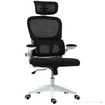 HOMCOM Scaun Birou cu Înălțime Reglabilă, Brațe Rabatabile și Tetieră, Scaun Ergonomic 62x61x112-120 cm, Negru | Aosom Romania