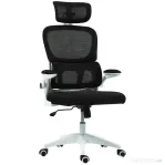 HOMCOM Scaun Ergonomic de Birou cu Înălțime Reglabilă, Brațe Rabatabile și Tetieră, 62x61x112-120 cm, Negru