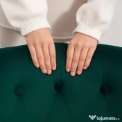HOMCOM Fotoliu cu Șezut Căptușit, Picioare din Lemn și Material Efect de Catifea, 60x66x79 cm, Verde | Aosom Romania