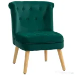 HOMCOM Fotoliu pentru Living din Catifea cu Șezut Tapițat și Matlasat cu Nasturi, 60x66x79 cm, Verde