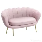 HOMCOM Canapea 2 Locuri în Stil Industrial Chic din Material cu Efect Catifea și Metal, 130x77x77 cm, Roz