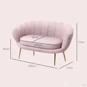 HOMCOM Canapea de 2 Locuri cu Brațe, Canapea Modernă cu Șezut Căptușit pentru Dormitor și Sufragerie, 130x77x77 cm, Roz | Aosom Romania