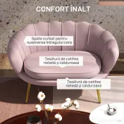 HOMCOM Canapea de 2 Locuri cu Brațe, Canapea Modernă cu Șezut Căptușit pentru Dormitor și Sufragerie, 130x77x77 cm, Roz | Aosom Romania