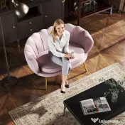HOMCOM Canapea de 2 Locuri cu Brațe, Canapea Modernă cu Șezut Căptușit pentru Dormitor și Sufragerie, 130x77x77 cm, Roz | Aosom Romania