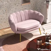 HOMCOM Canapea de 2 Locuri cu Brațe, Canapea Modernă cu Șezut Căptușit pentru Dormitor și Sufragerie, 130x77x77 cm, Roz | Aosom Romania