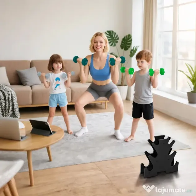 SPORTNOW Set de greutăți hexagonale, greutate totală de 18 kg, cu suport inclus, din oțel, metal și plastic, multicolor | Aosom Romania