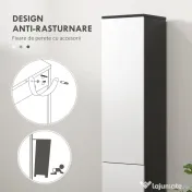 Kleankin Coloană de Baie Înaltă, Mobilier cu 2 Dulapuri, Sertar și Rafturi Reglabile din Lemn, 30x28x180 cm, Negru | Aosom Romania