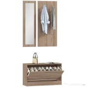 HOMCOM Set Mobilier Hol cu Bancă Pantofar, Cuier și Oglindă din Lemn | Aosom Romania 
