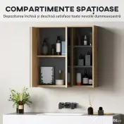 HOMCOM Dulap de Baie cu Oglindă și 2 Uși, 60x20x60 cm, Compartiment Deschis, Natur | Aosom Romania 