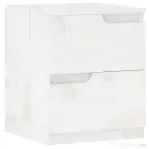 HOMCOM Noptieră Modernă cu 2 Sertare și Design Lucios, Noptieră pentru Dormitor din PAL, 40x40x48 cm, Alb Lucios | Aosom Romania