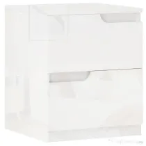 HOMCOM Noptieră Modernă cu 2 Sertare și Design Lucios, Noptieră pentru Dormitor din PAL, 40x40x48 cm, Alb Lucios | Aosom Romania