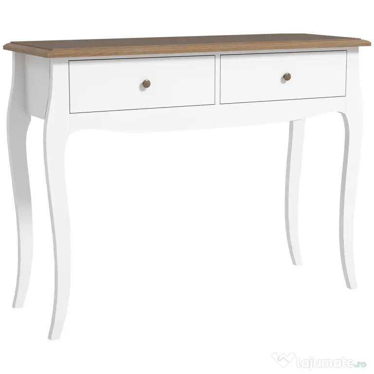 HOMCOM Masă Consolă Modernă cu 2 Sertare, Consolă de Intrare din MDF și PAL, 100x35x76,5 cm, Alb | Aosom Romania