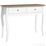 HOMCOM Masă Consolă Modernă cu 2 Sertare din Lemn, 100x35x76,5 cm, Alb și Maro Închis