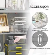 Outsunny Dulap de Exterior, Dulap pentru Ustensile cu Blat din Metal și Raft, Banc de Lucru din Lemn cu 2 Uși pentru Grădină, Terasă, Curte, Gri | Aosom Romania