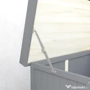 Outsunny Dulap de Exterior, Dulap pentru Ustensile cu Blat din Metal și Raft, Banc de Lucru din Lemn cu 2 Uși pentru Grădină, Terasă, Curte, Gri | Aosom Romania