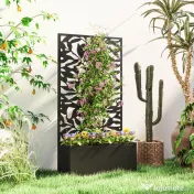 Outsunny Ghiveci cu spallier pentru plante cățărătoare din oțel, montare pe perete sau pe podea, 61x23x113 cm, negru | Aosom Romania 