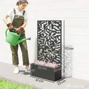 Outsunny Ghiveci cu spallier pentru plante cățărătoare din oțel, montare pe perete sau pe podea, 61x23x113 cm, negru | Aosom Romania 