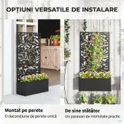 Outsunny Ghiveci cu spallier pentru plante cățărătoare din oțel, montare pe perete sau pe podea, 61x23x113 cm, negru | Aosom Romania 