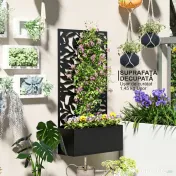 Outsunny Ghiveci cu spallier pentru plante cățărătoare din oțel, montare pe perete sau pe podea, 61x23x113 cm, negru | Aosom Romania 