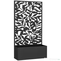 Outsunny Ghiveci cu spallier pentru plante cățărătoare din oțel, montare pe perete sau pe podea, 61x23x113 cm, negru