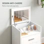 HOMCOM Masă de Machiaj Alb Masă de Toaletă cu Oglindă Rabatabilă, Taburet Detașabil și Lavabil, 50x41.5x75 cm | Aosom Romania