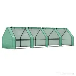 Outsunny Mini Seră de Grădină cu 4 Uși Rulabile și Acoperire Extinsă, din Oțel și PE, 360x90x90 cm, Verde