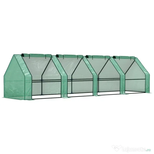 Outsunny Mini Seră Portable Tunel pentru Creșterea Plantelor și Florilor cu Uși Rulabile cu Fermoar, Verde | Aosom Romania