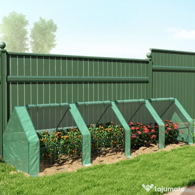 Outsunny Mini Seră Portable Tunel pentru Creșterea Plantelor și Florilor cu Uși Rulabile cu Fermoar, Verde | Aosom Romania