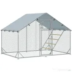 PawHut Închisoare pentru găini de 6m² pentru 6-8 animale cu acoperiș impermeabil, hrănitoare și stinghie, 3x2x1.9m, argintiu