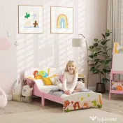 AIYAPLAY Pat pentru Copii 3+ Ani cu Margini Înalțate și Bariere Roz | Aosom Romania