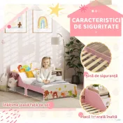 AIYAPLAY Pat pentru Copii 3+ Ani cu Margini Înalțate și Bariere Roz | Aosom Romania