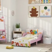 AIYAPLAY Pat pentru Copii 3+ Ani cu Margini Înalțate și Bariere Roz | Aosom Romania