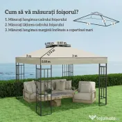 Outsunny Înveliș de Înlocuire pentru Pergolă de Grădină cu Două Niveluri și Orificii de Drenaj, 300x300 cm, Alb Crem | Aosom Romania