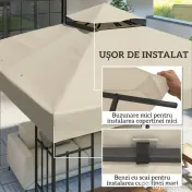 Outsunny Înveliș de Înlocuire pentru Pergolă de Grădină cu Două Niveluri și Orificii de Drenaj, 300x300 cm, Alb Crem | Aosom Romania