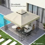 Outsunny Înveliș de Înlocuire pentru Pergolă de Grădină cu Două Niveluri și Orificii de Drenaj, 300x300 cm, Alb Crem | Aosom Romania