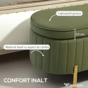 HOMCOM Băncuță Tapițată pentru Dormitor cu Capitonaj Canelat și Picioare Metalice, 108x44x43,5 cm, Verde | Aosom Romania 