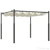 Outsunny Pergolă Pavilion cu Acoperiș Retractabil Rezistent la Apă, Culoare, 298x298x230 cm, Alb Crem | Aosom Romania 
