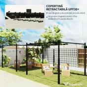 Outsunny Pergolă Pavilion cu Acoperiș Retractabil Rezistent la Apă, Culoare, 298x298x230 cm, Alb Crem | Aosom Romania 