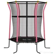 HOMCOM Trambulină Elastică pentru Copii 3-10 Ani cu Intrare cu Fermoar și Bare Căptușite, Ø163,5x190 cm, Roz | Aosom Romania 