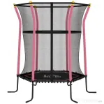HOMCOM Trambulină pentru Copii cu Intrare cu Fermoar și Suporturi Căptușite, din Oțel, PP și EPE, Ø163,5x190 cm, Roz