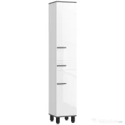 HOMCOM Coloană de Baie Modernă cu Sertar, 2 Dulapuri, 2 Uși și Rafturi Reglabile, Mobilier de Baie, 34x34x190 cm, Alb | Aosom Romania 