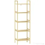 HOMCOM Raft de Baie cu 5 Rafturi Reglabile în Înălțime din Bambus, 43.5x31.5x142 cm, Lemn Natural
